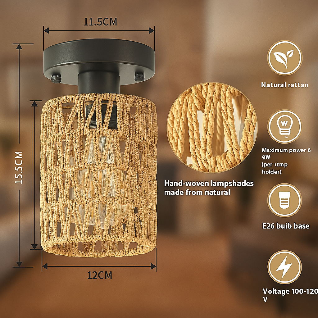 Lyra Noa Rattan Weave Pendant Light