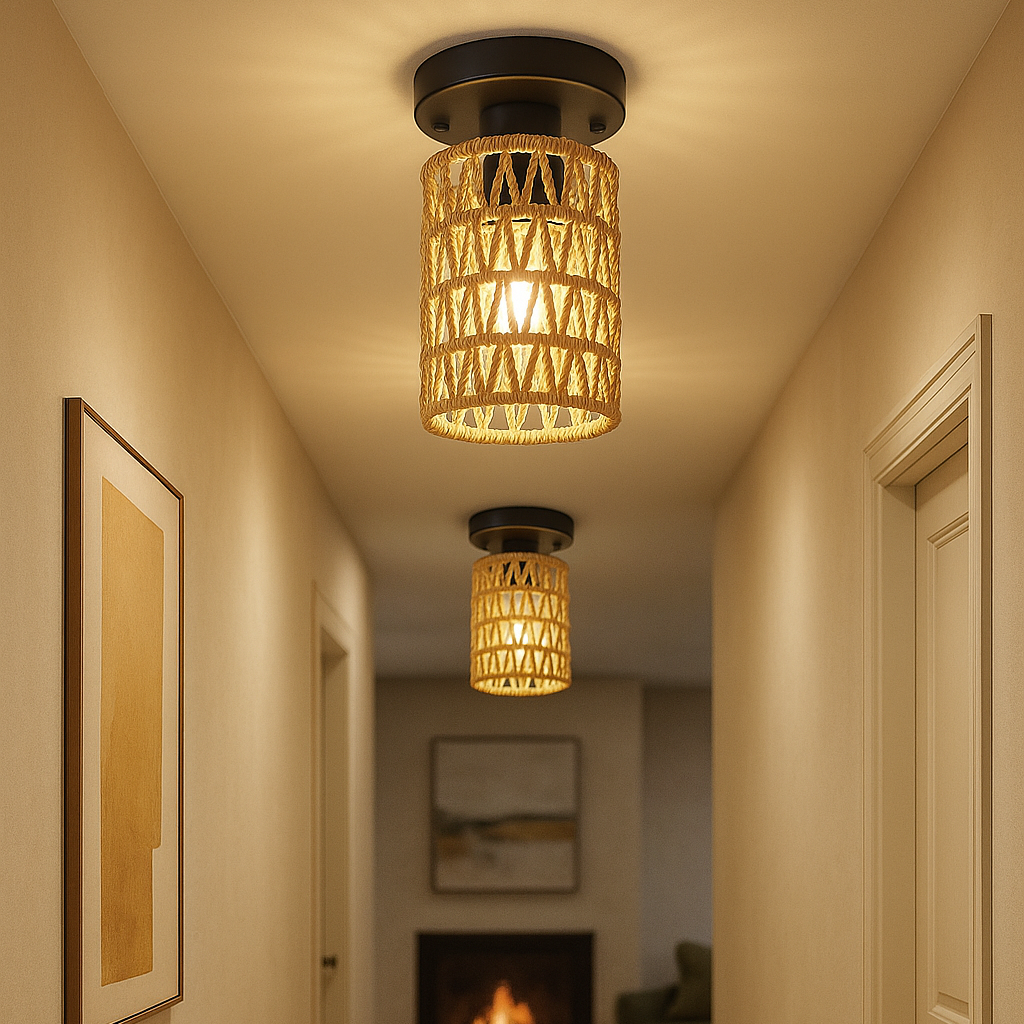 Lyra Noa Rattan Weave Pendant Light