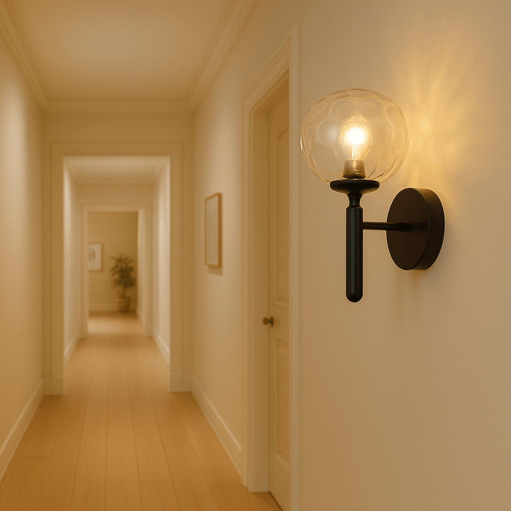 Garden Lights Black Lyra Glase Wall Light