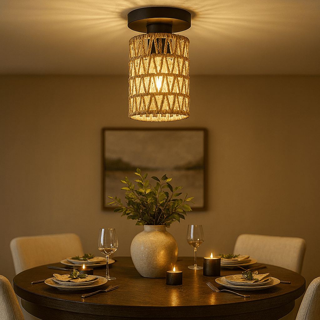 Garden Lights Lyra Noa Rattan Weave Pendant Light