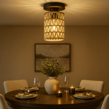 Garden Lights Lyra Noa Rattan Weave Pendant Light